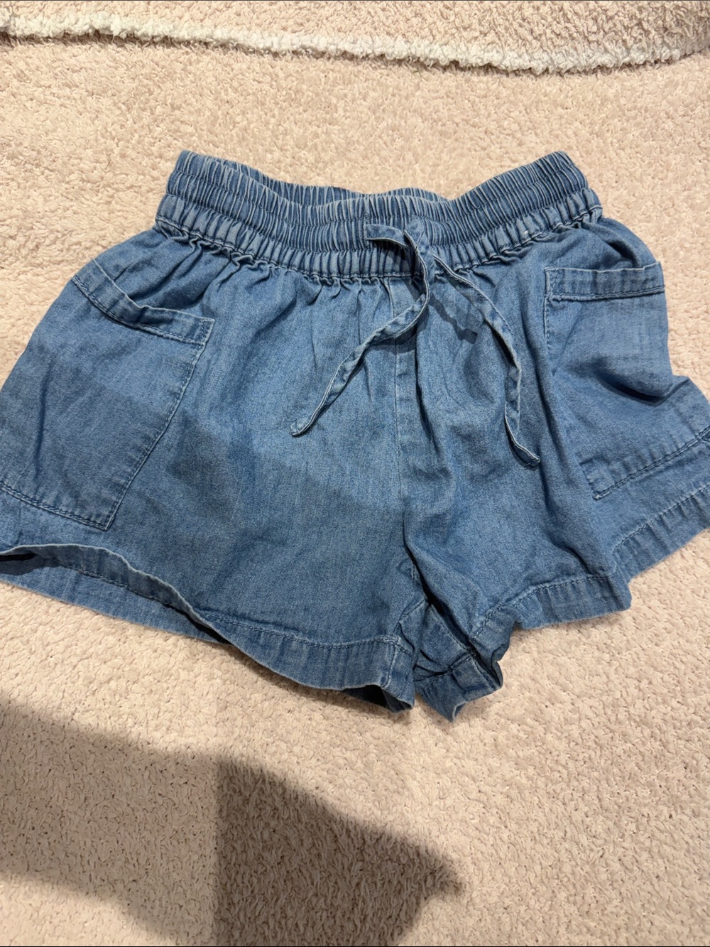 Casual Elastic-Waist Chambray kids Shorts - Blue